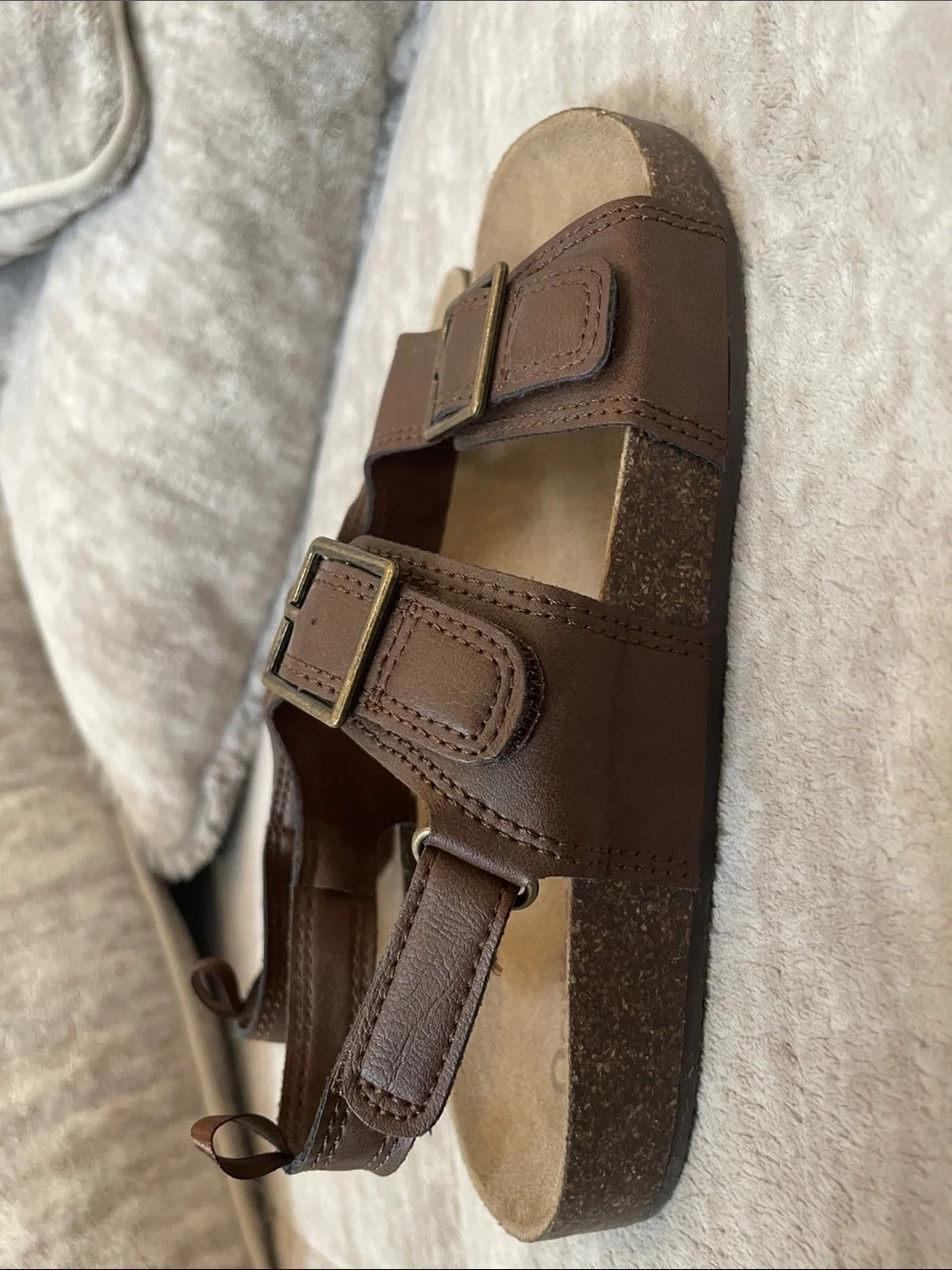 OshKosh Brown Suede-Look Kids Sandals with Buckle
